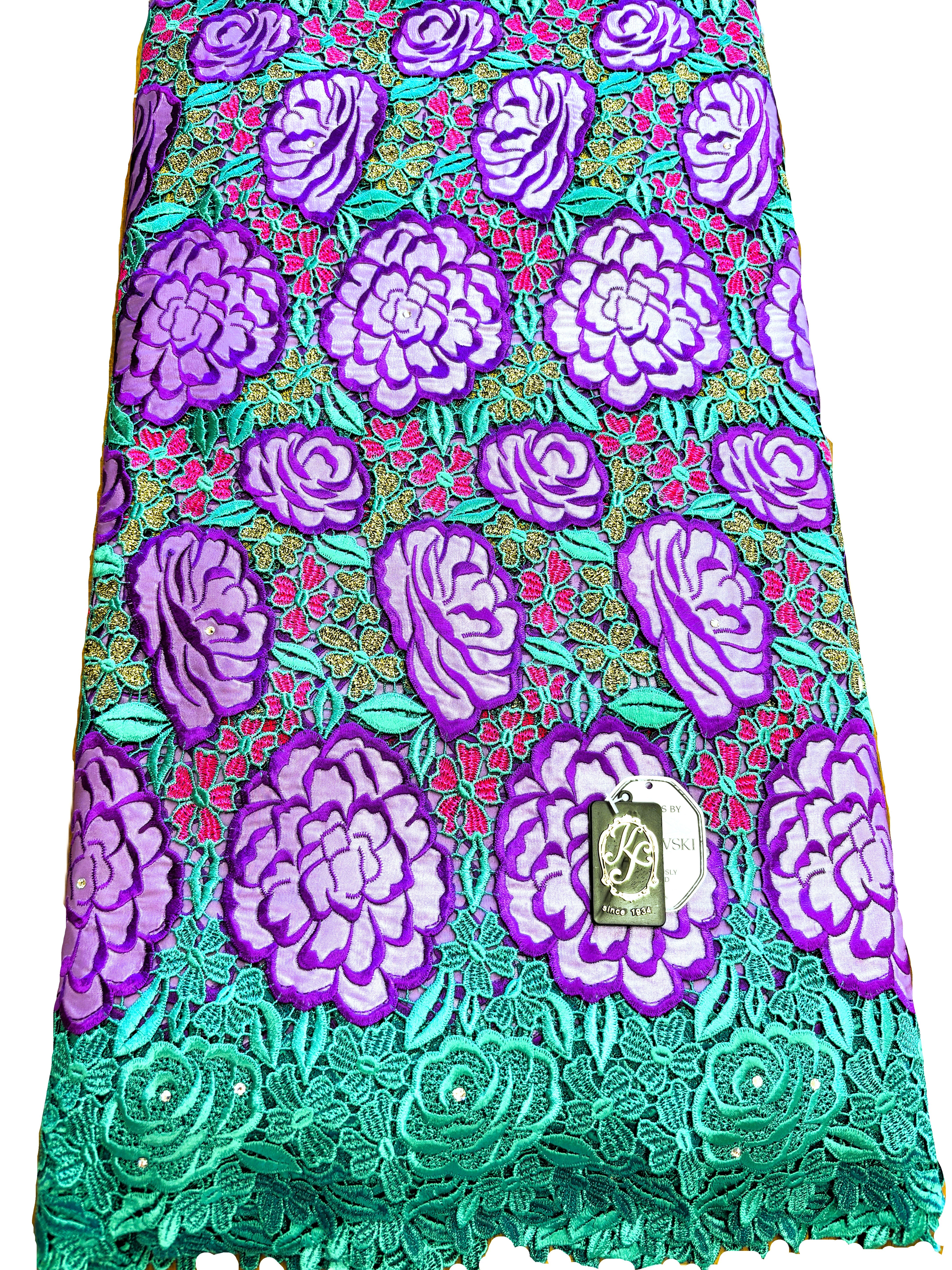 8019 Swiss Guipure Lace w/Applique & Swarovski