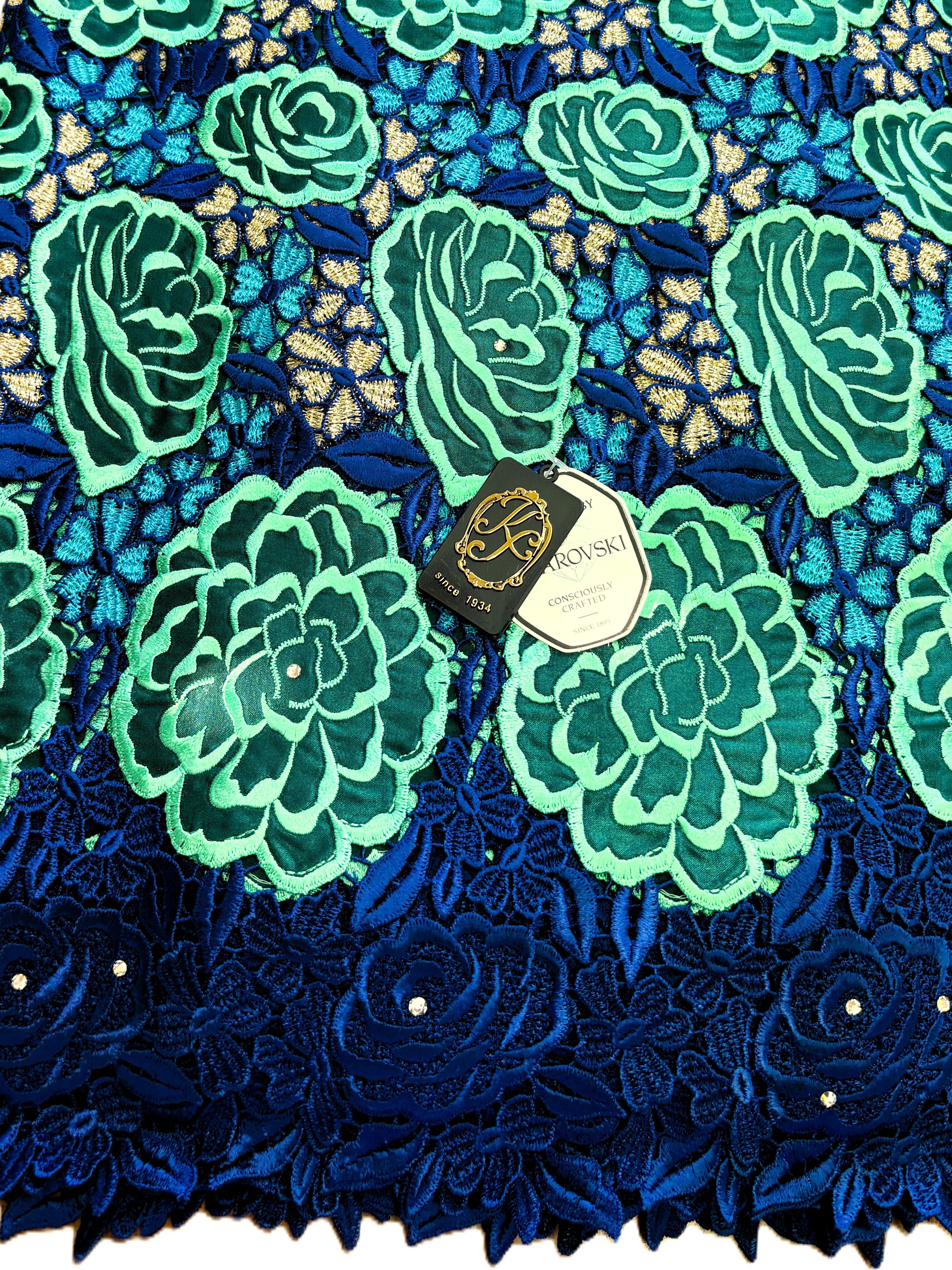 8019 Swiss Guipure Lace w/Applique & Swarovski