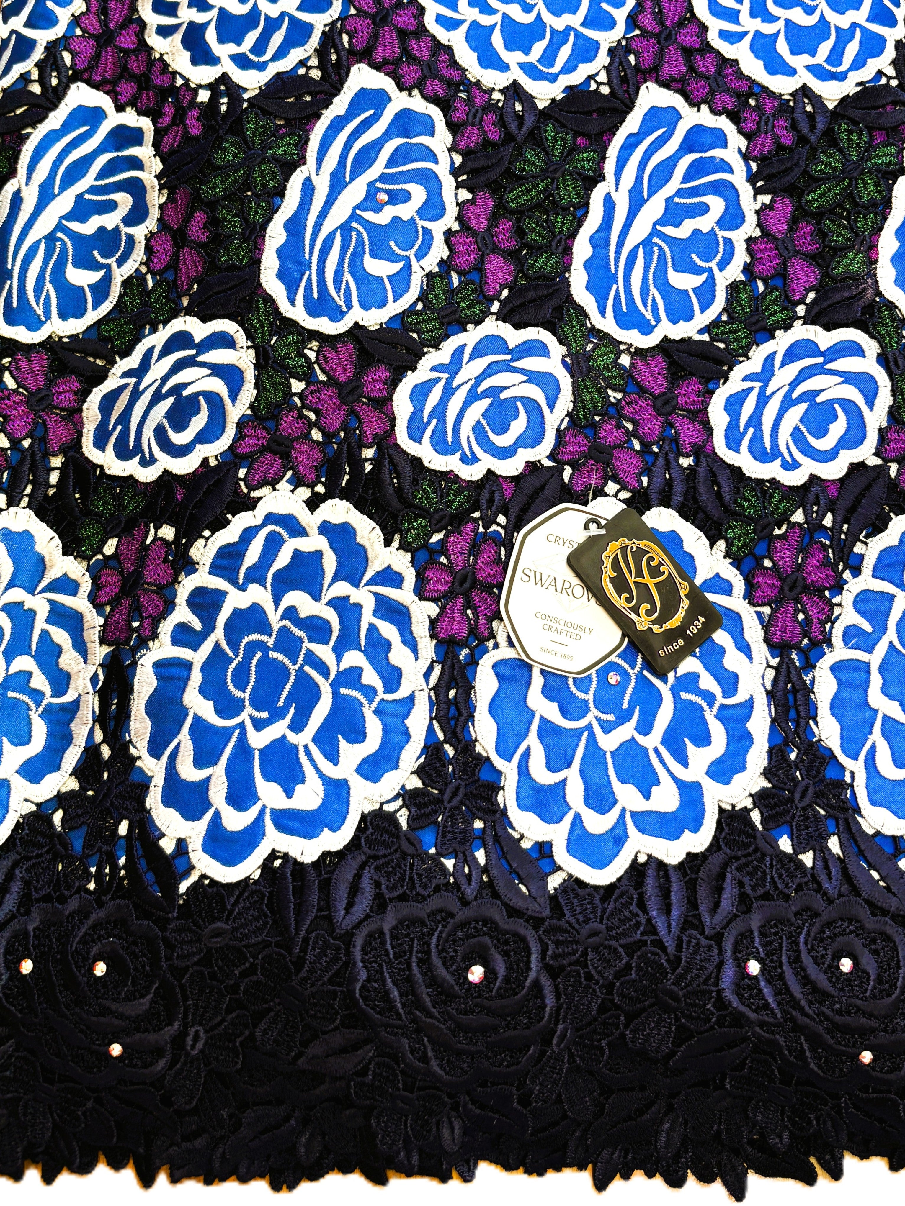 8019 Swiss Guipure Lace w/Applique & Swarovski