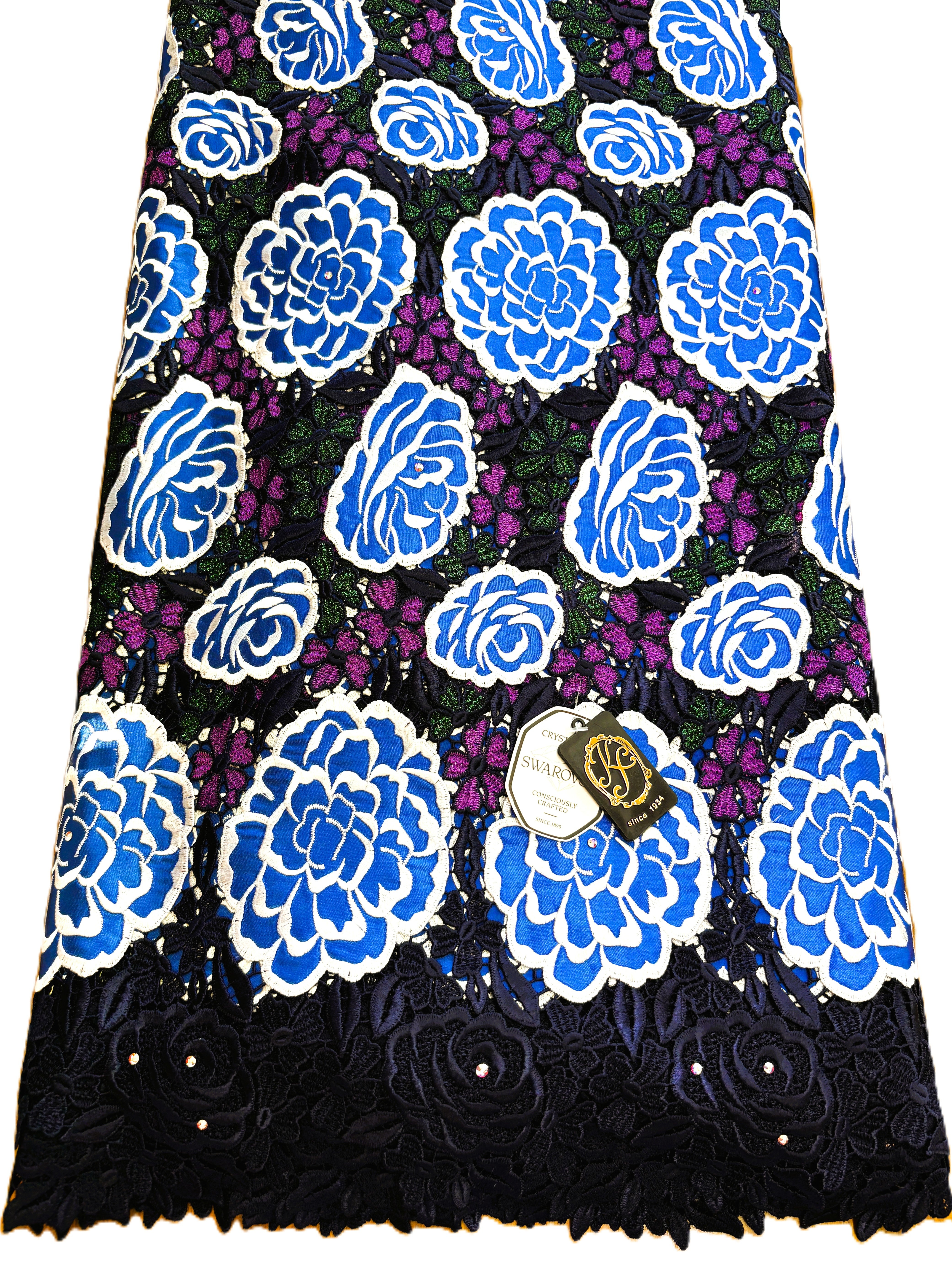 8019 Swiss Guipure Lace w/Applique & Swarovski